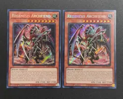 2025 YUGIOH ALIN 1ST ED SECRET RARE REGENESIS ARCHFIEND X2 NM 💫 - Image 1