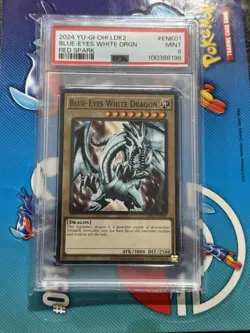 2024 YU-GI-OH! LDK2 #ENK01 Blue-Eyes White Dragon Red Spark #ENK01 PSA 9 - Image 1