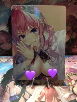 Pink Hair Girl Waifu CCG Goddess Story Double Sided Anime Card Waifu Card Holo - Image 1