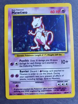 Near Mint Mewtwo Holo Base Set 10/102 Pokemon Card - Image 1