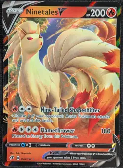 Ninetales V 2020 Rebel Clash Full Art Ultra Rare Pokemon Card 026/192 (NM) - Image 1