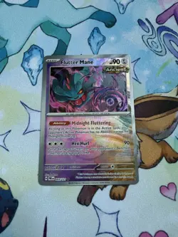 SV Prismatic Evolutions Flutter Mane 043/131 Masterball Pokemon Card - Image 1