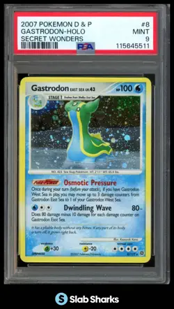 2007 POKEMON DIAMOND & PEARL SECRET WONDERS #8/132 GASTRODON EAST SEA HOLO PSA 9 - Image 1