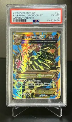 2015 Pokemon XY Ancient Origins #97 Primal Groudon Ex Mega Full Art PSA 6 - Image 1