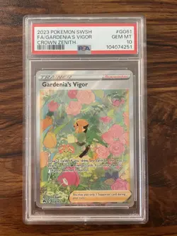 PSA 10 Gardenias Vigor GG61/GG70 Crown Zenith Full Art Holo Galarian Pokemon - Image 1