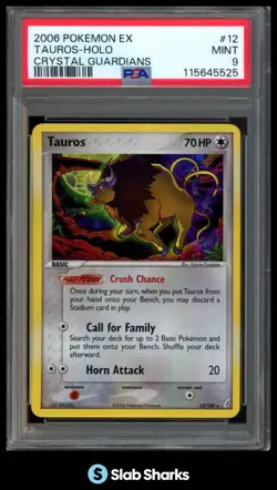 2006 POKEMON EX CRYSTAL GUARDIANS #12/100 TAUROS REVERSE HOLO PSA 9 - Image 1