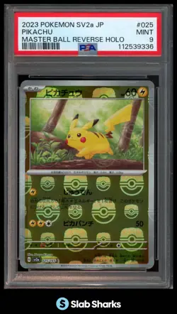 2023 POKEMON SV2A JAPANESE #025/165 PIKACHU MASTER BALL REVERSE HOLO PSA 9 - Image 1