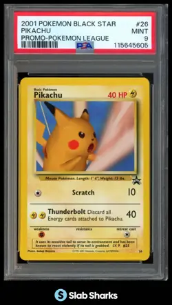 1999 POKEMON BLACK STAR PROMOS #26 PIKACHU LEAGUE PSA 9 - Image 1