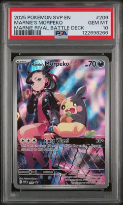 2025 POKEMON SVP EN-SV BLACK STAR PROMO #206 MARNIE'S MORPEKO PSA 10 - Image 1