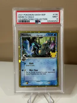 2021 POKEMON SWSH BLACK STAR PROMO CELEBRATIONS COLL #136 MIMIKYU-HOLO PSA 9 - Image 1