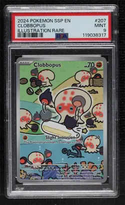 Clobbopus Illustration Rare Pokemon SV08: Surging Sparks PSA 9 MINT - Image 1