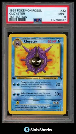 1999 POKEMON FOSSIL 1ST EDITION #32/62 CLOYSTER PSA 9 - Image 1