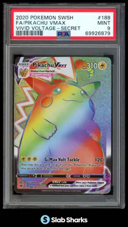 2020 POKEMON SWSH VIVID VOLTAGE #188/185 PIKACHU VMAX FULL SECRET RARE PSA 9 - Image 1