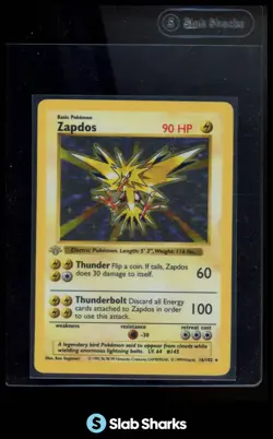1999 POKEMON SET 1ST EDITION #16/102 ZAPDOS HOLO - Image 1