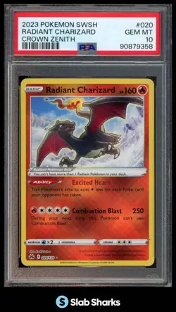 2023 POKEMON SWORD & SHIELD CROWN ZENITH #020/159 RADIANT CHARIZARD PSA 10 - Image 1