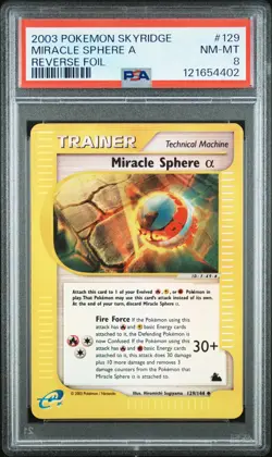2003 POKEMON SKYRIDGE #129 MIRACLE SPHERE A-REVERSE FOIL PSA 8 - Image 1