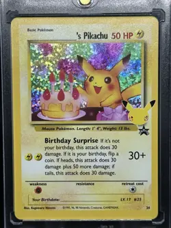 Pokemon Pikachu Birthday 24/53 Celebrations: Classic Collection Holo 25th - Image 1