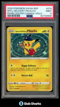 2020 POKEMON SWSH074 SPECIAL DELIVERY PIKACHU HOLO POKEMON CENTER CANADA PSA 9 - Image 1