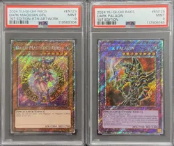2024 PSA 9 YUGIOH RA03 PLATINUM SECRET RARE DARK MAGICIAN GIRL & DARK PALADIN - Image 1