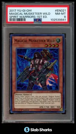 2017 YU-GI-OH! SPIRIT WARRIORS ENGLISH 1ST EDITION MAGICAL MUSKETEER WILD PSA 8 - Image 1