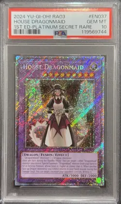2025 PSA 10 YUGIOH RA04 PLATINUM SECRET RARE HOUSE DRAGONMAID 🔮 - Image 1