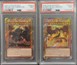 2024 PSA 9 YUGIOH RA03 PLATINUM SECRET RARE OBELISK & SLIFER ALT ART SET 💫 - Image 1
