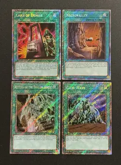 2025 YUGIOH RA04 1ST ED PLATINUM SECRET RARE CARD OF DEMISE NM BONUS SET - Image 1