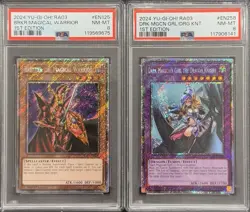 2024 PSA 8 YUGIOH RA03 PLATINUM SECRET RARE BREAKER & DARK MAGICIAN GIRL SET - Image 1