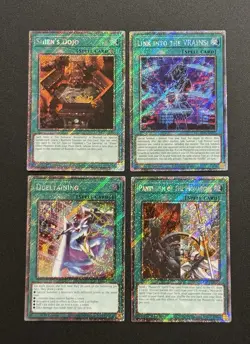 2025 YUGIOH RA04 1ST ED PLATINUM SECRET RARE DUELTAINING NM BONUS SET - Image 1