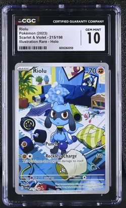 RIOLU Scarlet & Violet Illustration Rare #215 CGC 10 Gem Mint Pokemon - Image 1