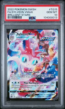 PSA 10 GEM MINT Sylveon VMAX Full Art TG15/TG30 Brilliant Stars Pokemon Card - Image 1