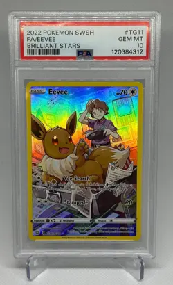 PSA 10 GEM MINT Eevee #TG11 Full Art Brilliant Stars Pokemon Card - Image 1