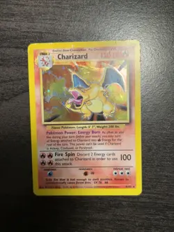 🔥1999 Pokemon English Base Set Charizard 4/102 holofoil Error Card🔥 DMG - Image 3