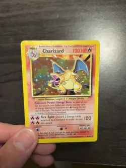 🔥1999 Pokemon English Base Set Charizard 4/102 holofoil Error Card🔥 DMG - Image 5