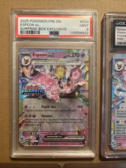 6 Cards 2025 POKEMON PRISMATIC EVOLUTIONS (STAMPED) PSA 9 & CGC 10 + Eevee PSA 9 - Image 3