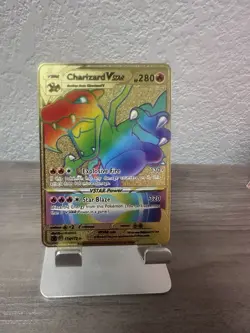 Charizard VStar Gold Rainbow Foil Fan Art Vinyl Pokemon Collector Card 174/172 - Image 1
