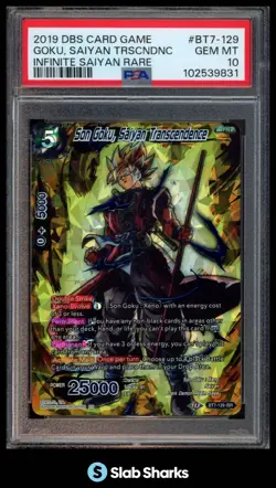 2019 DBS CARD GAME #BT7-129 SON GOKU SAIYAN TRANSCENDENCE INFINITE RARE PSA 10 - Image 1