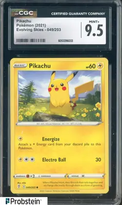 2021 Pokemon Evolving Skies #049/203 Pikachu CGC 9.5 MINT+ - Image 1