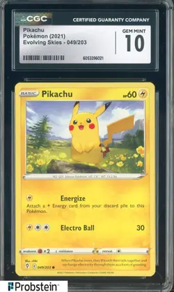 2021 Pokemon Evolving Skies #049/203 Pikachu CGC 10 GEM MINT - Image 1