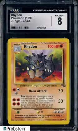 1999 Pokemon Jungle #45/64 Rhydon CGC 8 NM-MT - Image 1