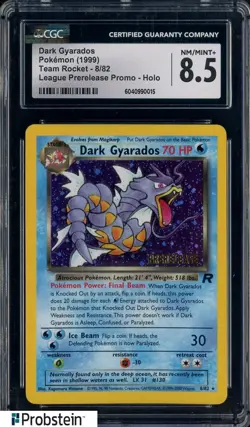1999 Pokemon Team Rocket #8/82 Dark Gyarados League Prerelease Promo CGC 8.5 - Image 1