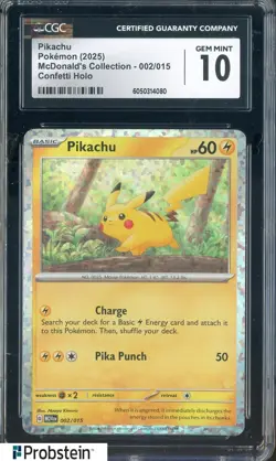 2025 Pokemon Mcdonald's Collection #002/015 Pikachu Confetti Holo CGC 10 - Image 1