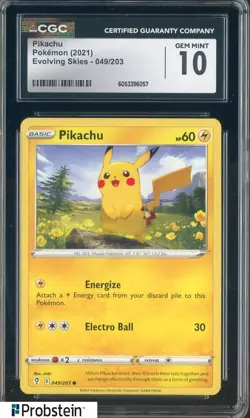 2021 Pokemon Evolving Skies #049/203 Pikachu CGC 10 GEM MINT - Image 1