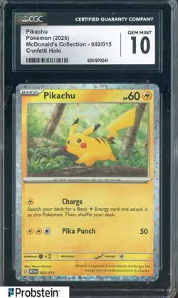 2025 Pokemon Mcdonald's Collection #002/015 Pikachu Confetti Holo CGC 10 - Image 1