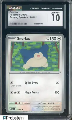 2024 Pokemon Surging Sparks #144/191 Snorlax CGC 10 GEM MINT - Image 1