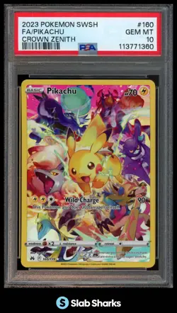 2023 POKEMON SWORD & SHIELD CROWN ZENITH #160/159 PIKACHU PSA 10 - Image 1