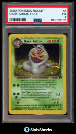 2000 POKEMON TEAM ROCKET #2/82 DARK ARBOK HOLO RARE PSA 1 - Image 1