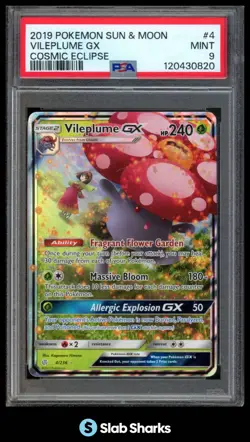 2019 POKEMON SUN & MOON COSMIC ECLIPSE #4/236 VILEPLUME HOLO PSA 9 - Image 1