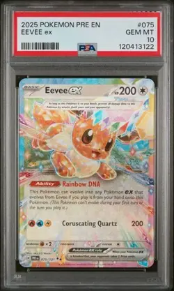 2025 Pokemon Pre En-Prismatic Evolutions Eevee Ex #075 PSA 10 - Image 1