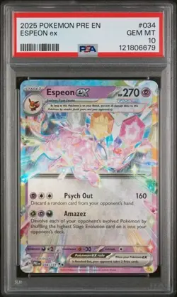 2025 POKEMON PRE EN-PRISMATIC EVOLUTIONS #034 ESPEON EX PSA 10 - Image 1